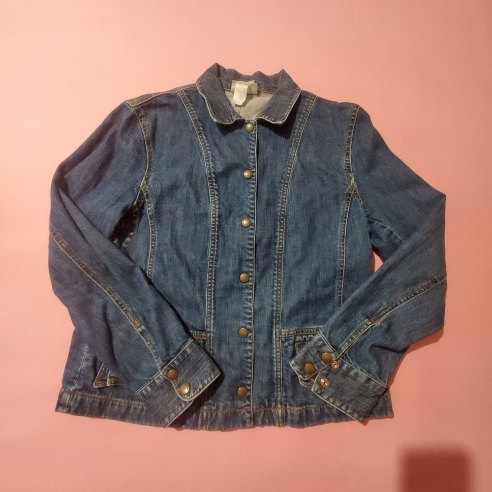 Vintage 1990s 90s Jean Jacket Snaps Jones New York